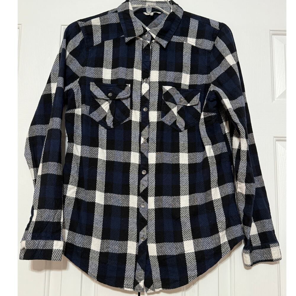 BKE Women's Plaid Flannel Button Up Shirt, Size L